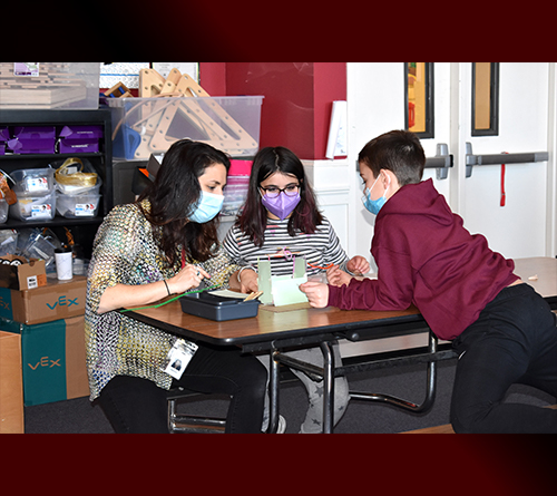 Students doing experiment