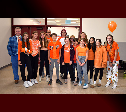 Students and Principal Wearing Orange For Unity Day