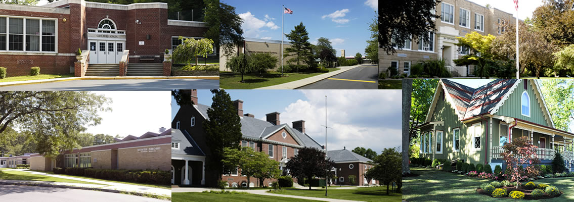photo montage of the buildings of North Shore School district