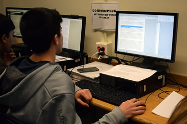 student at a computer