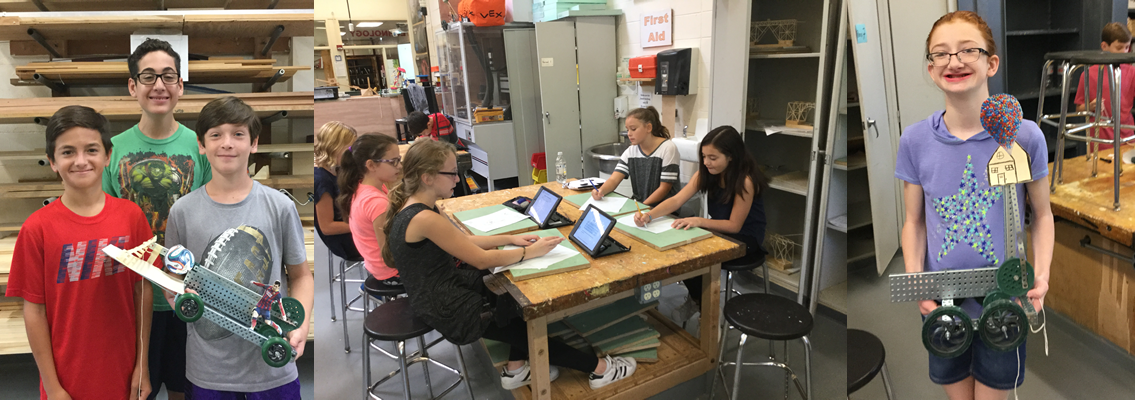 students with science googles doing a project